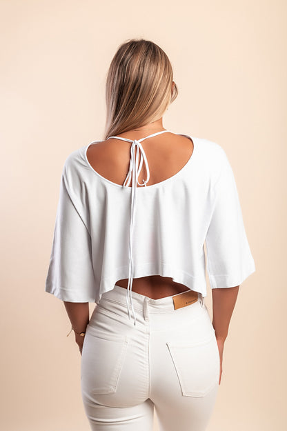 T-shirt in cotone con stampa, bianca