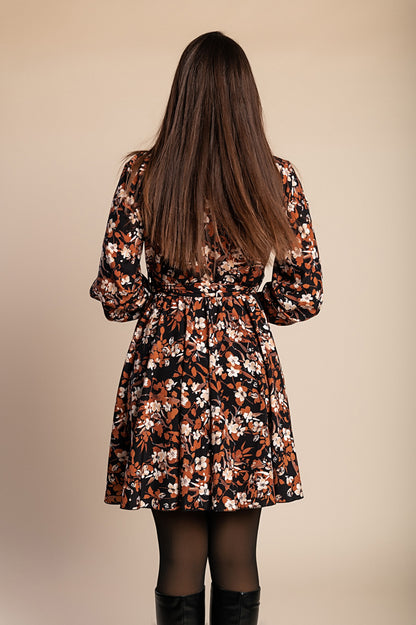 Mini abito con stampa, marrone