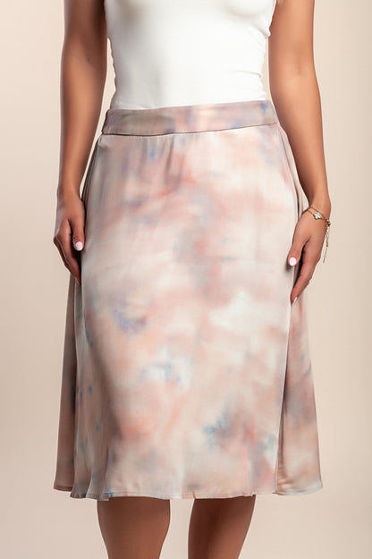 Gonna midi con stampa, grigia