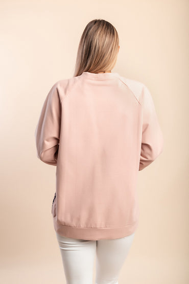 Top in cotone con stampa, rosa