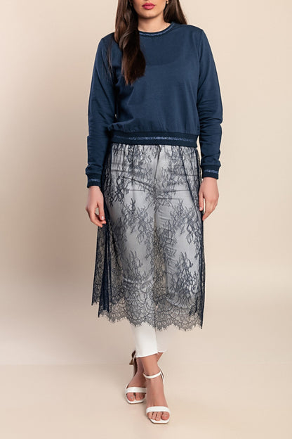 Tunica con pizzo, blu scuro
