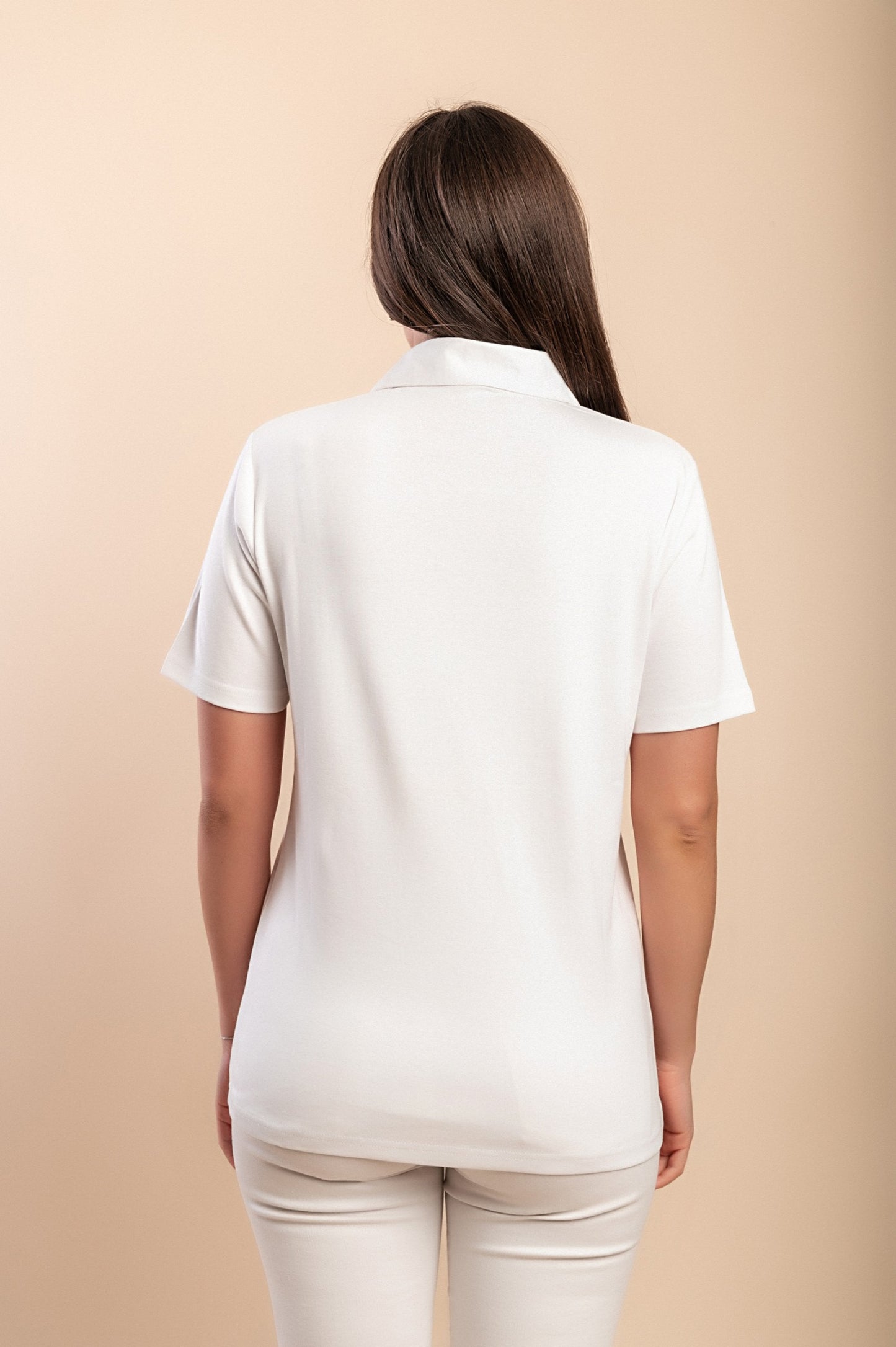 T-shirt in cotone con colletto, viola