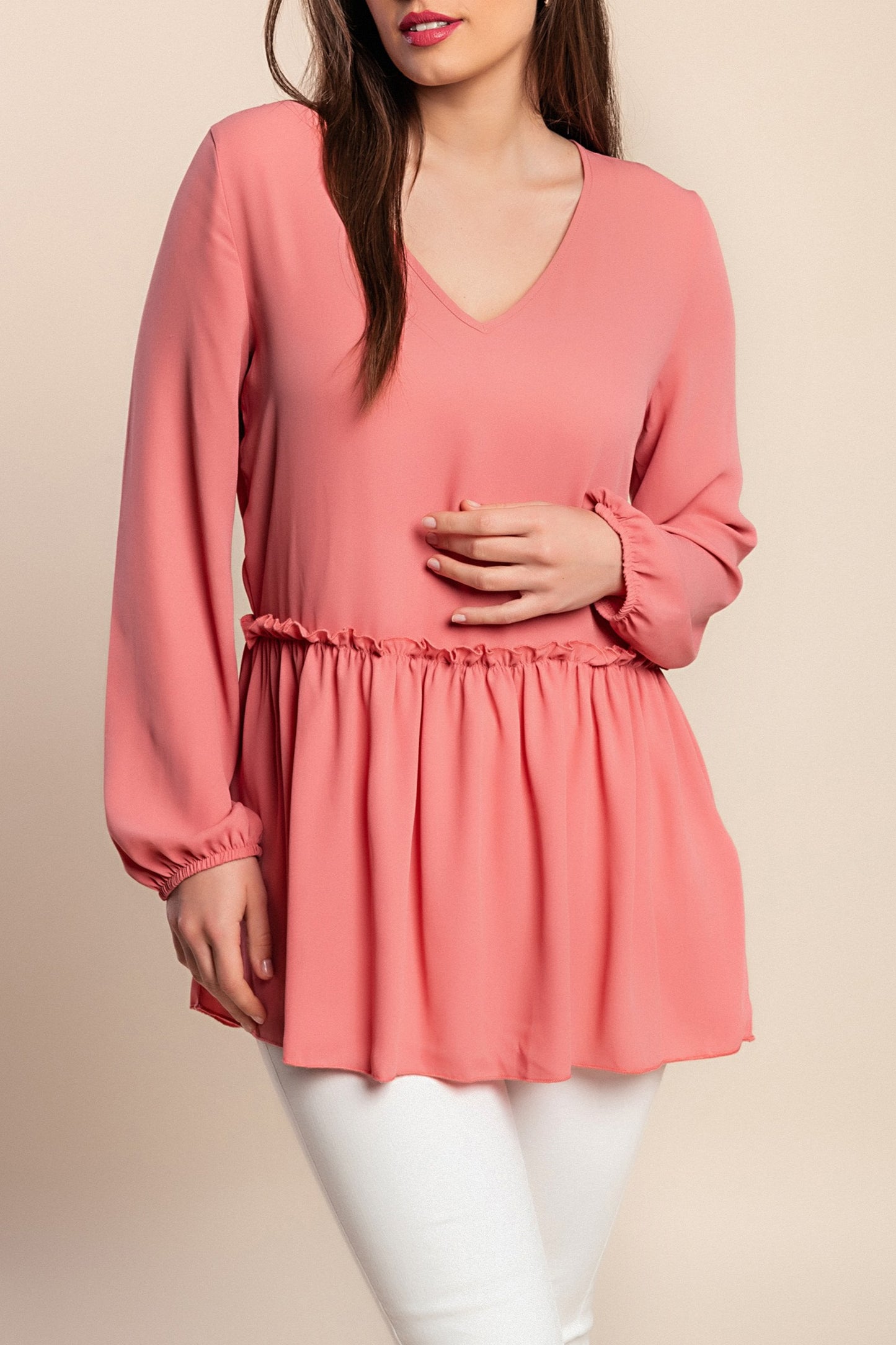 Camicetta a maniche lunghe, rosa antico