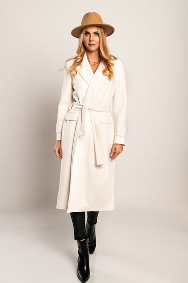 Cappotto lungo elegante Canossa, panna