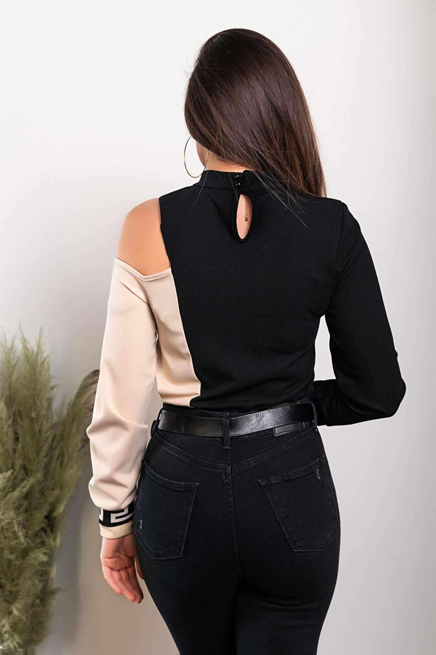 Maglietta con stampa geometrica Nelyna, nero e beige