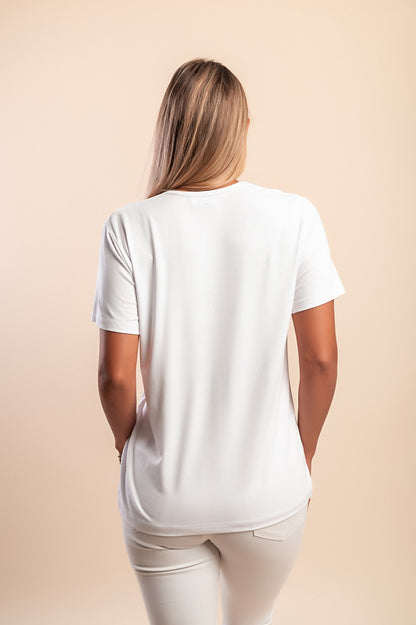 Maglietta girocollo, bianca