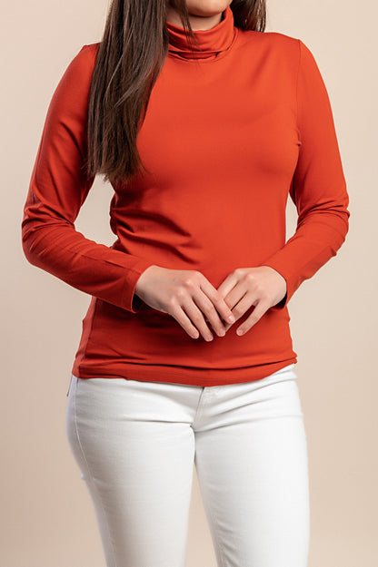 Top a collo alto taglie forti, mattone