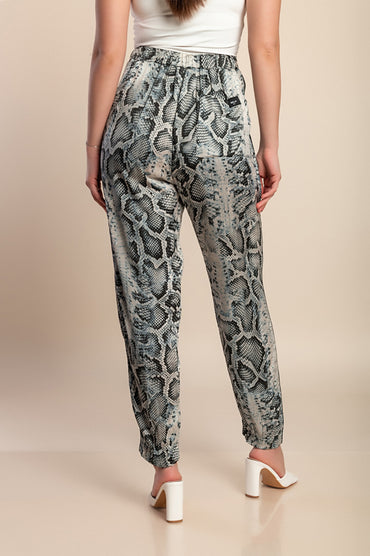 Pantaloni con stampa serpente, grigi