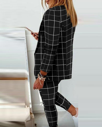Completo di pantaloni e blazer elegante senza lettere Estrena, nero-nero