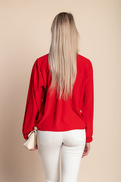 Camicia elegante con scollo rotondo, bianca