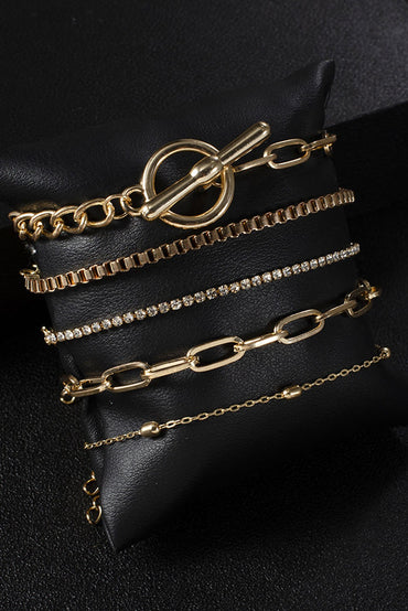 SET DI 5 BRACCIALI, VARIE FORME VERREN, COLORE ORO