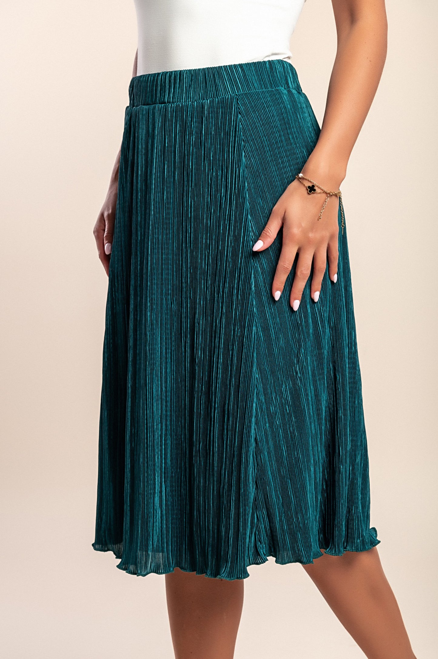 Gonna plissettata taglie forti, verde