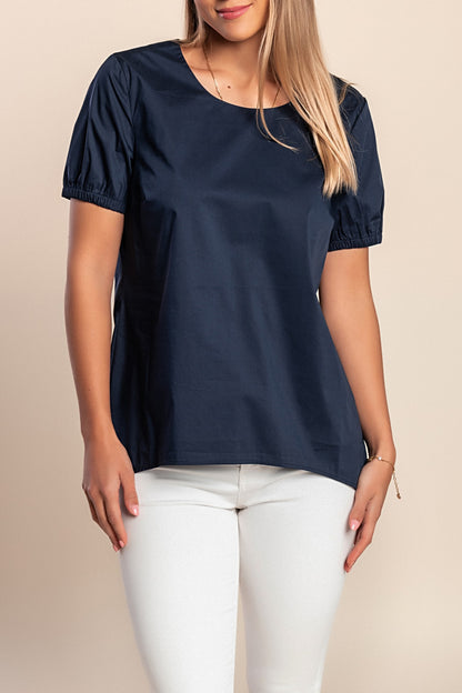 Camicetta in cotone a maniche corte, blu scuro