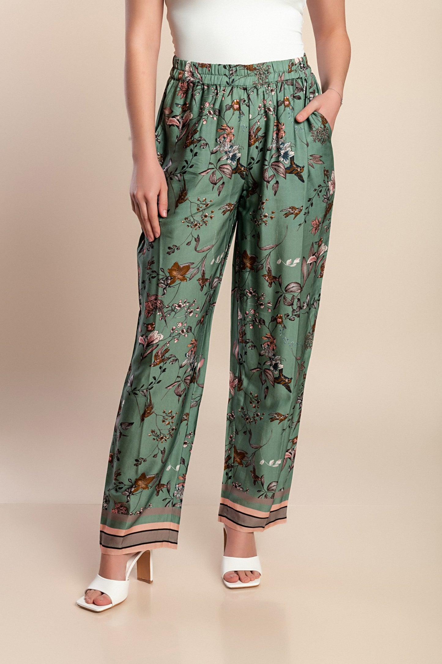 Pantaloni lunghi con stampa, verdi