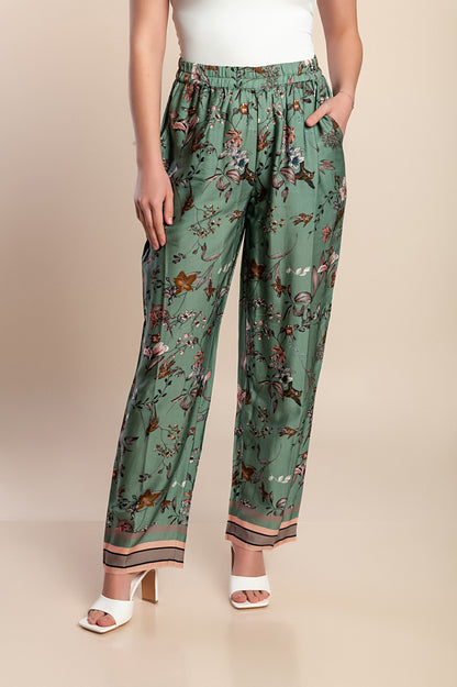 Pantaloni lunghi con stampa, verdi