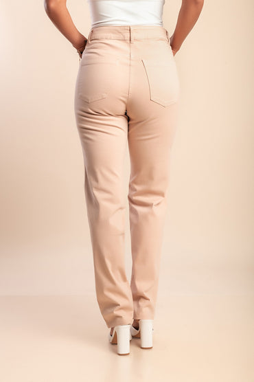 Pantaloni taglie forti con bottoni, rosa chiaro