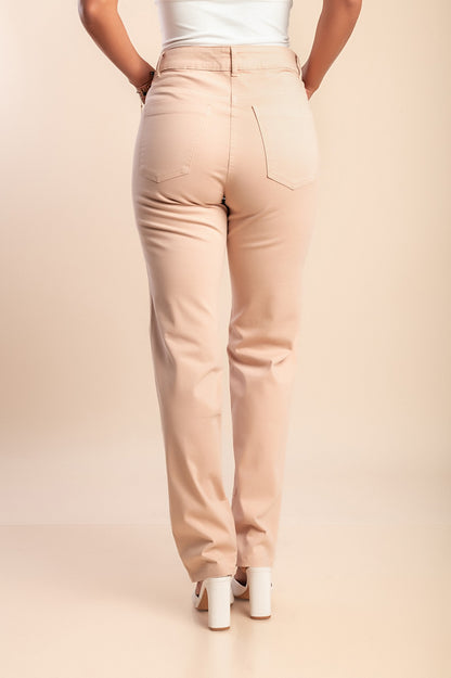 Pantaloni taglie forti con bottoni, rosa chiaro