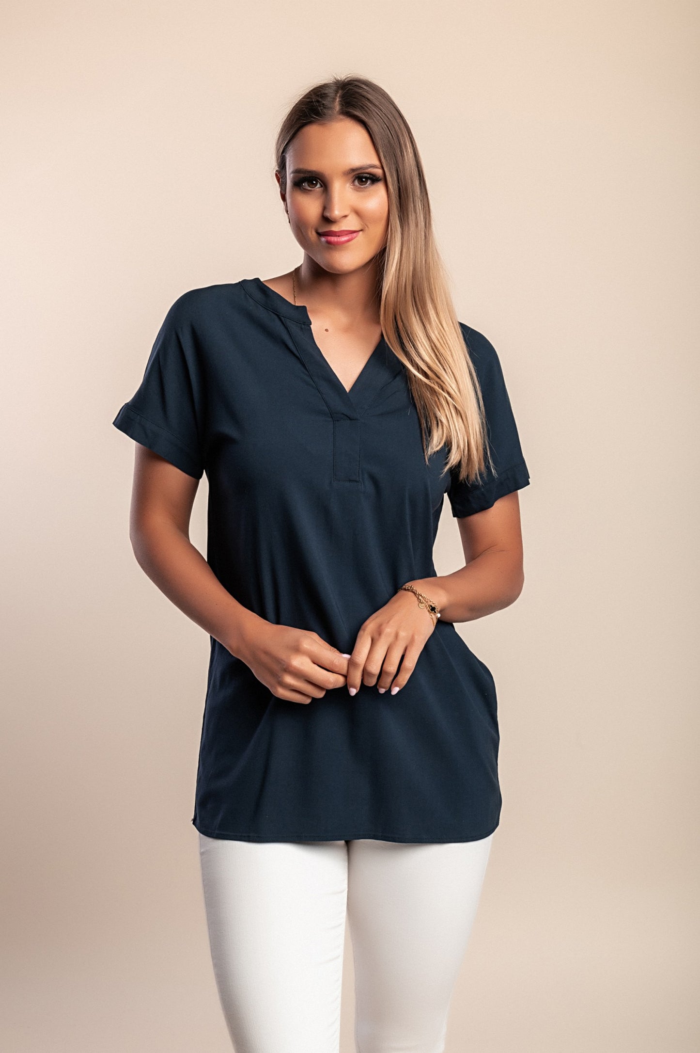 Camicetta a maniche corte, blu scuro