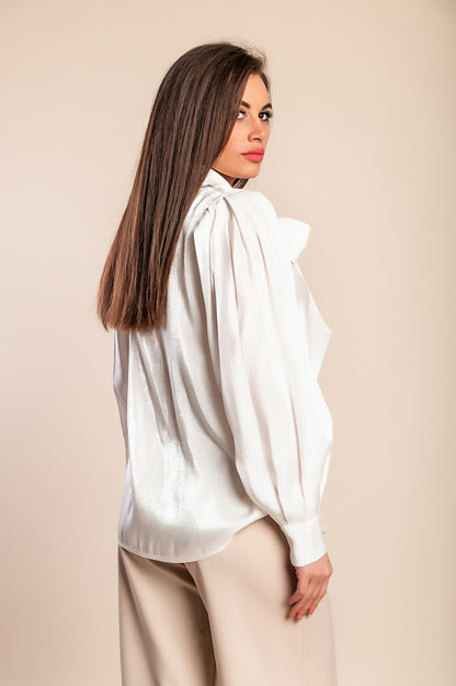 Camicia con fiocco, colore bianco