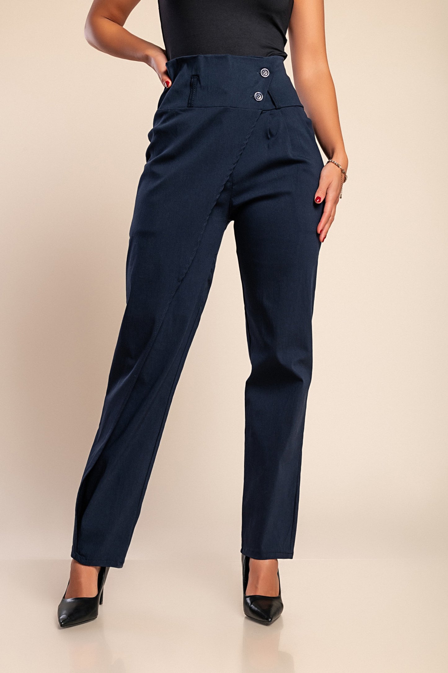 Pantaloni eleganti con volant, neri