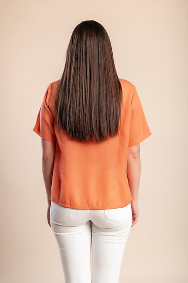 Camicetta taglie forti con maniche corte, arancione