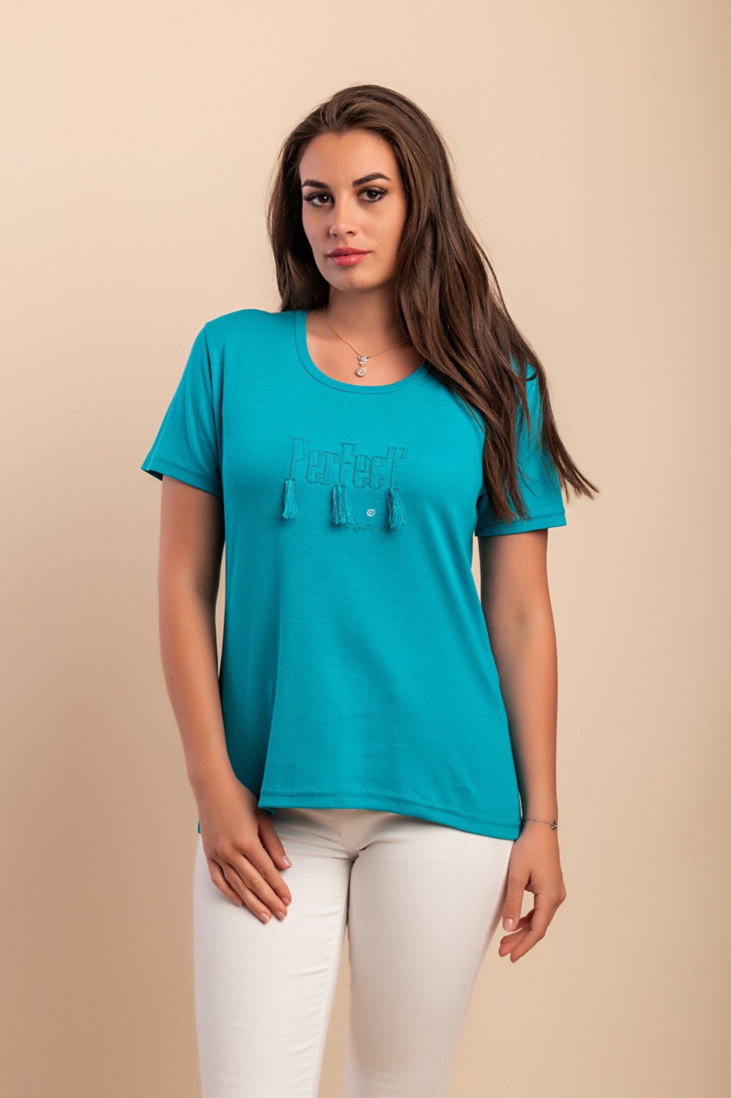 T-shirt in cotone con nappe, blu scuro
