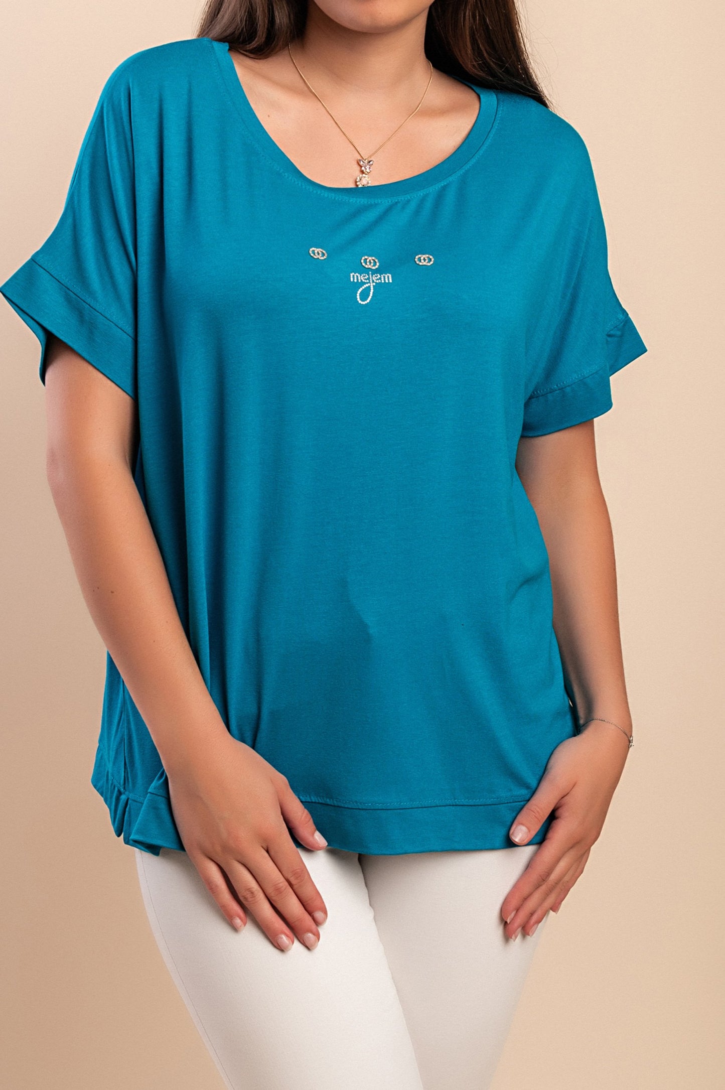 Maglietta girocollo, blu