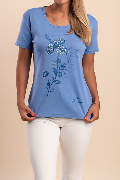 T-shirt in cotone con stampa, rosa chiaro
