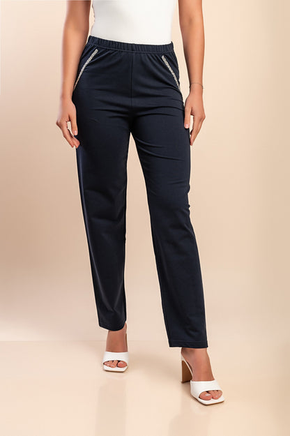 Pantaloni di cotone, blu scuro