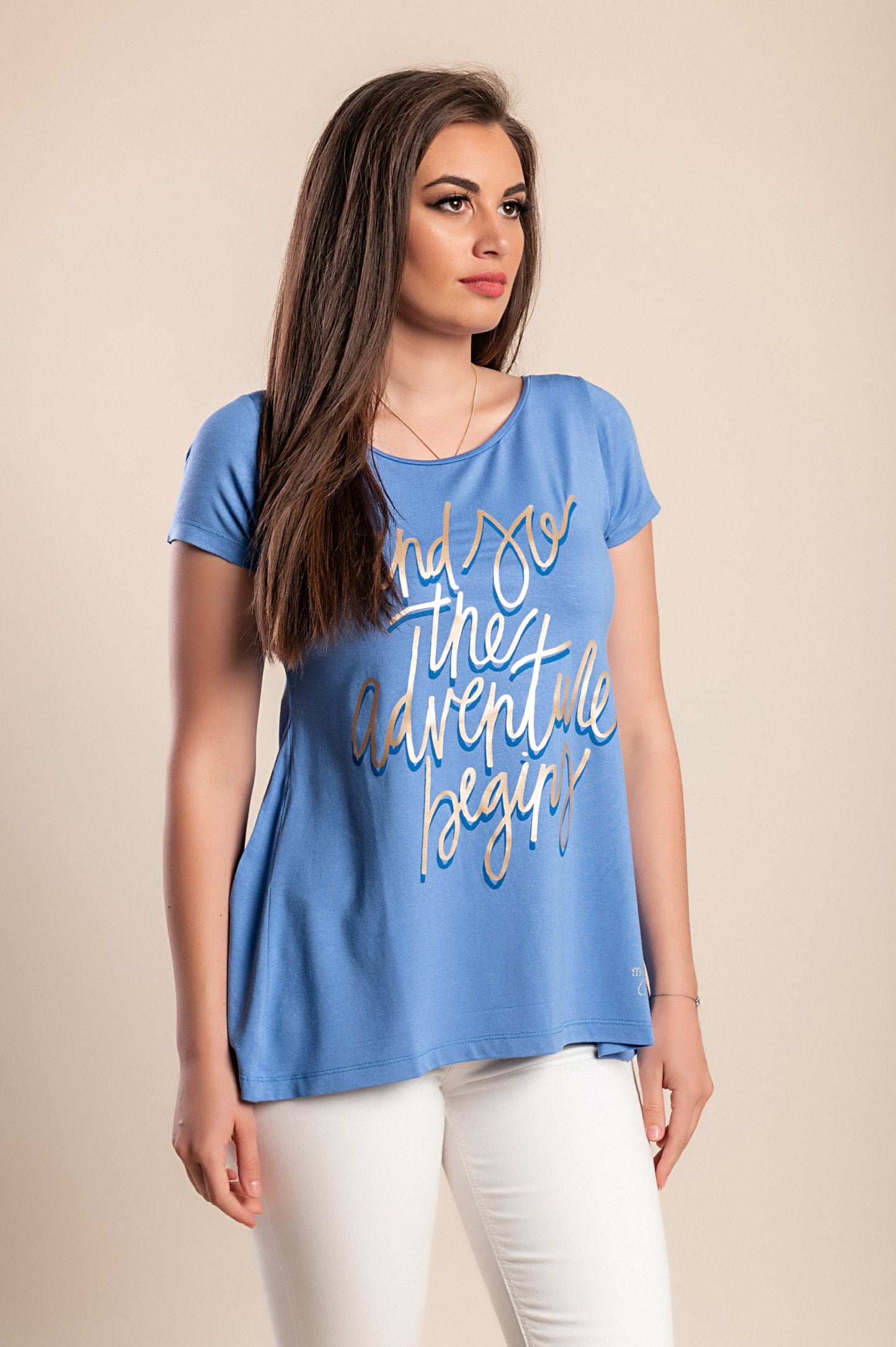 T-shirt stampata, blu