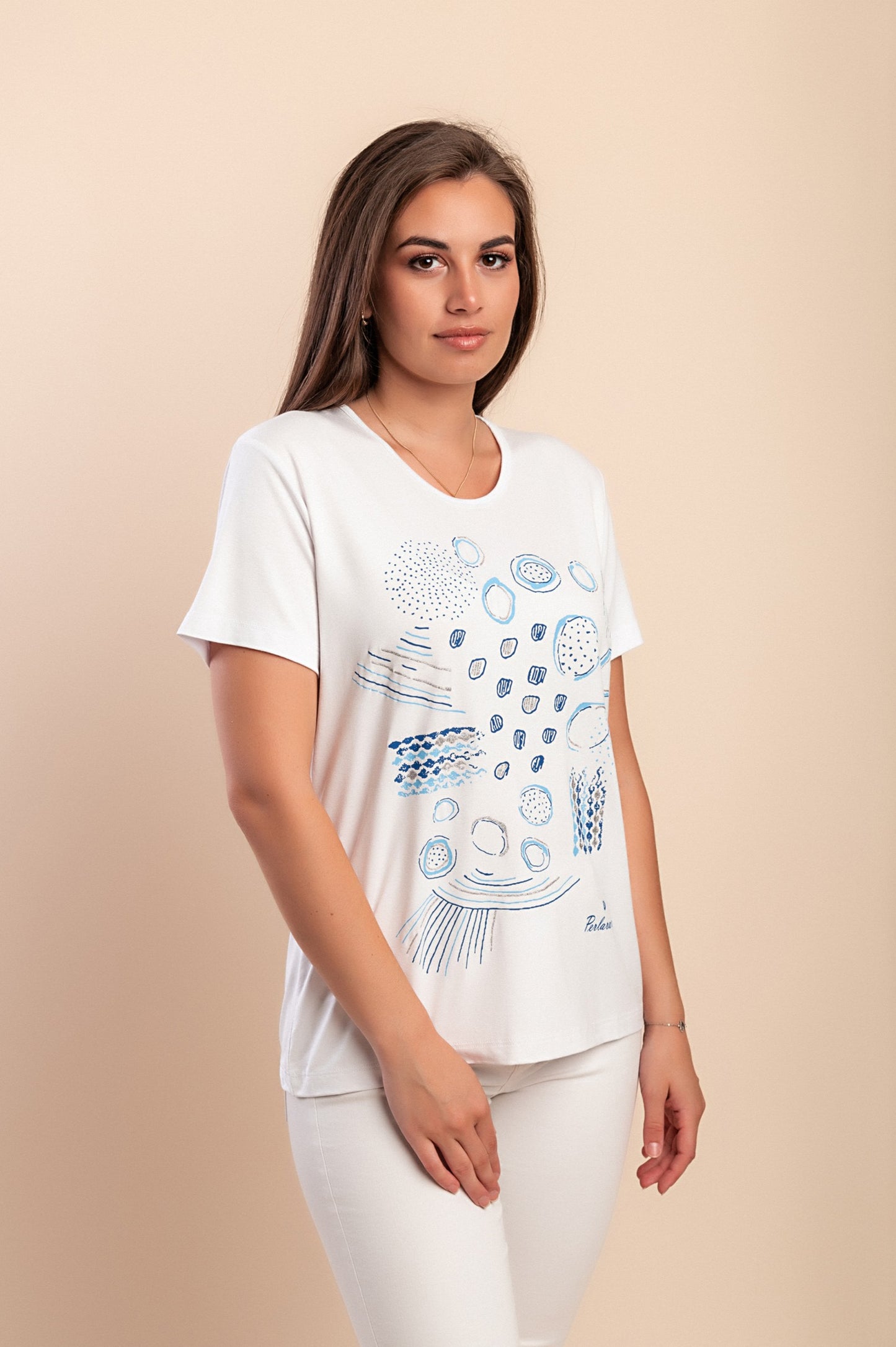 T-shirt in cotone con stampa, bianca
