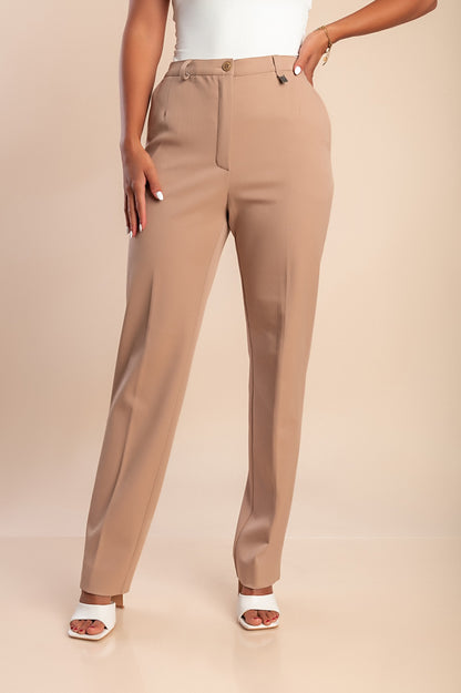 Pantaloni eleganti taglie forti, cammello