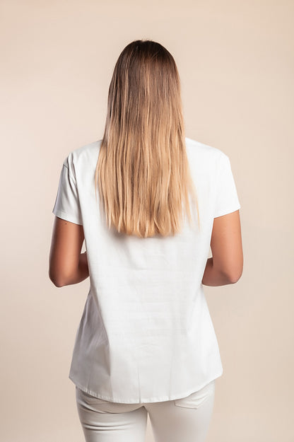 Camicia in cotone a maniche corte, bianca