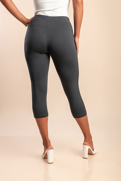 Leggings capri taglie forti, grigio scuro