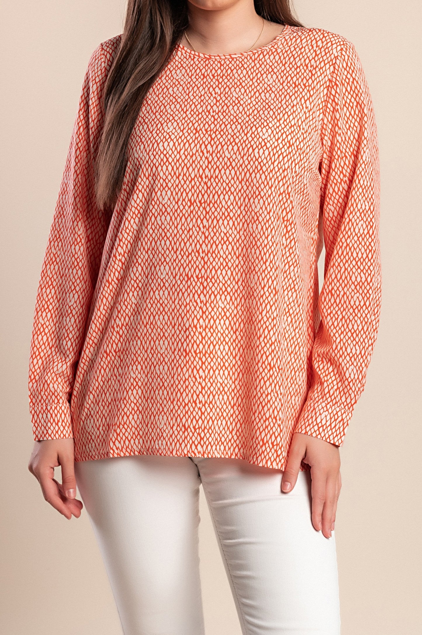 Camicetta stampata taglie forti, rossa