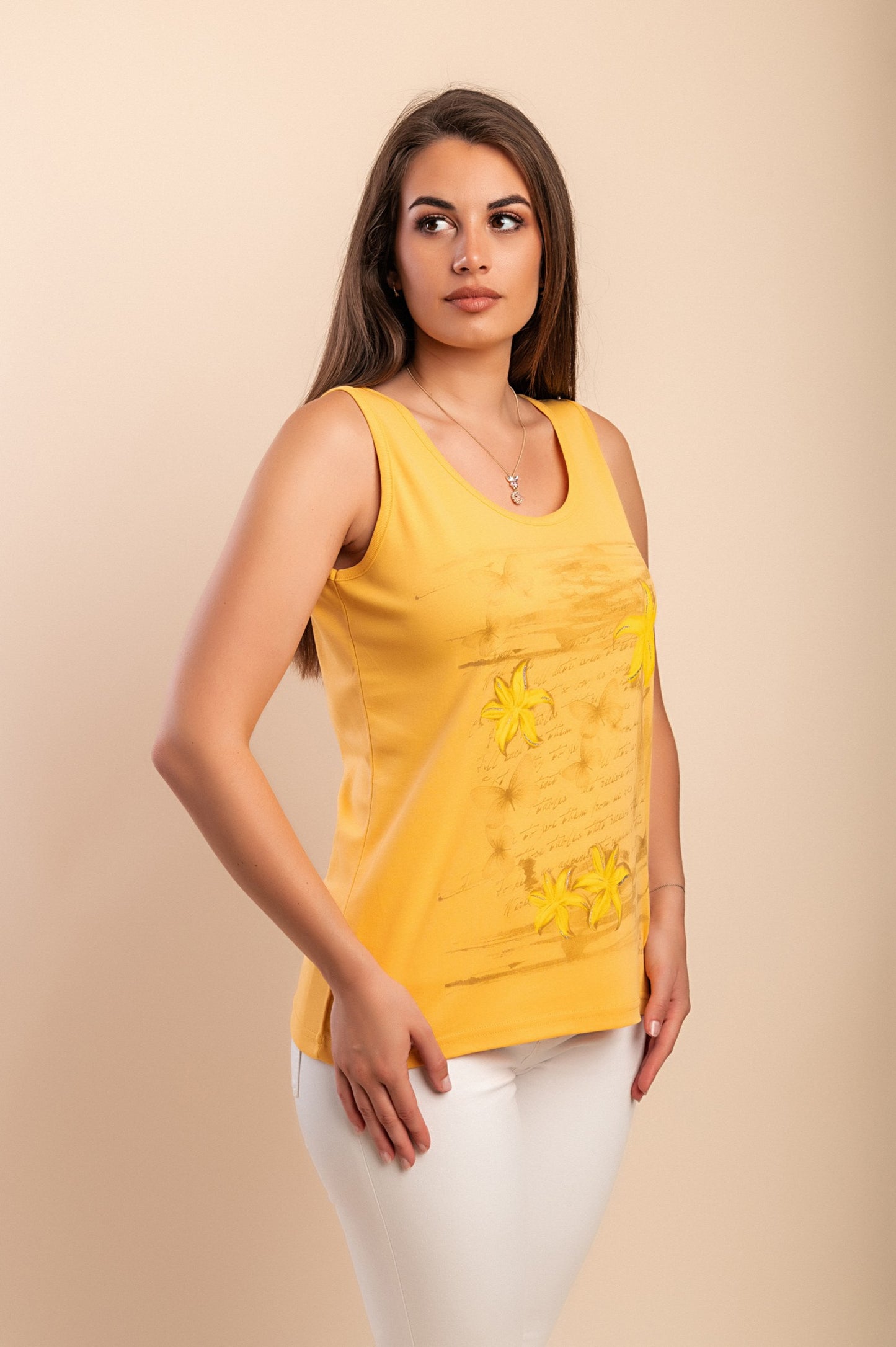 Top in cotone stampato, rosa