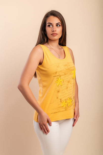 Top in cotone stampato, rosa