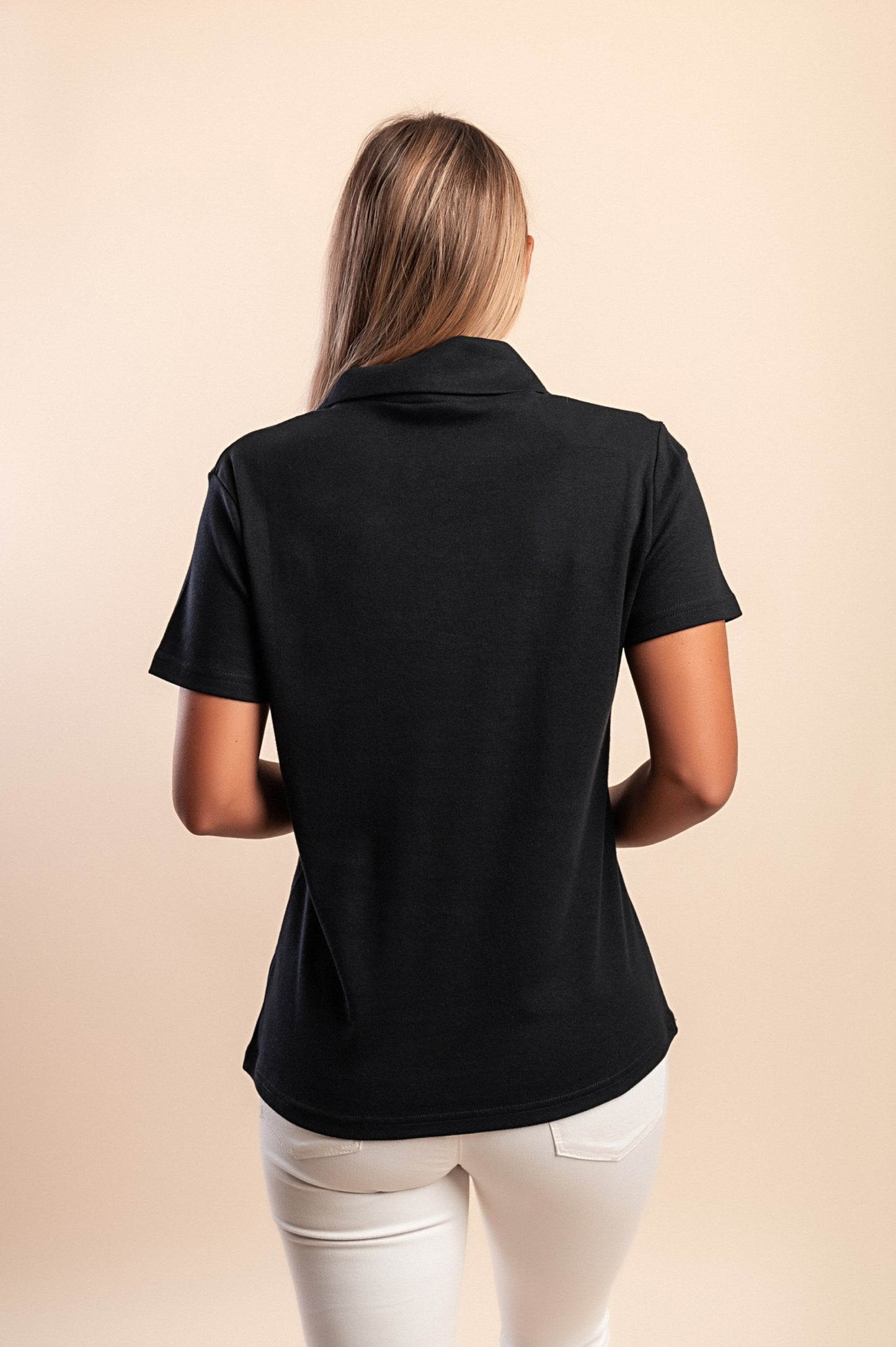 T-shirt in cotone con colletto, turchese