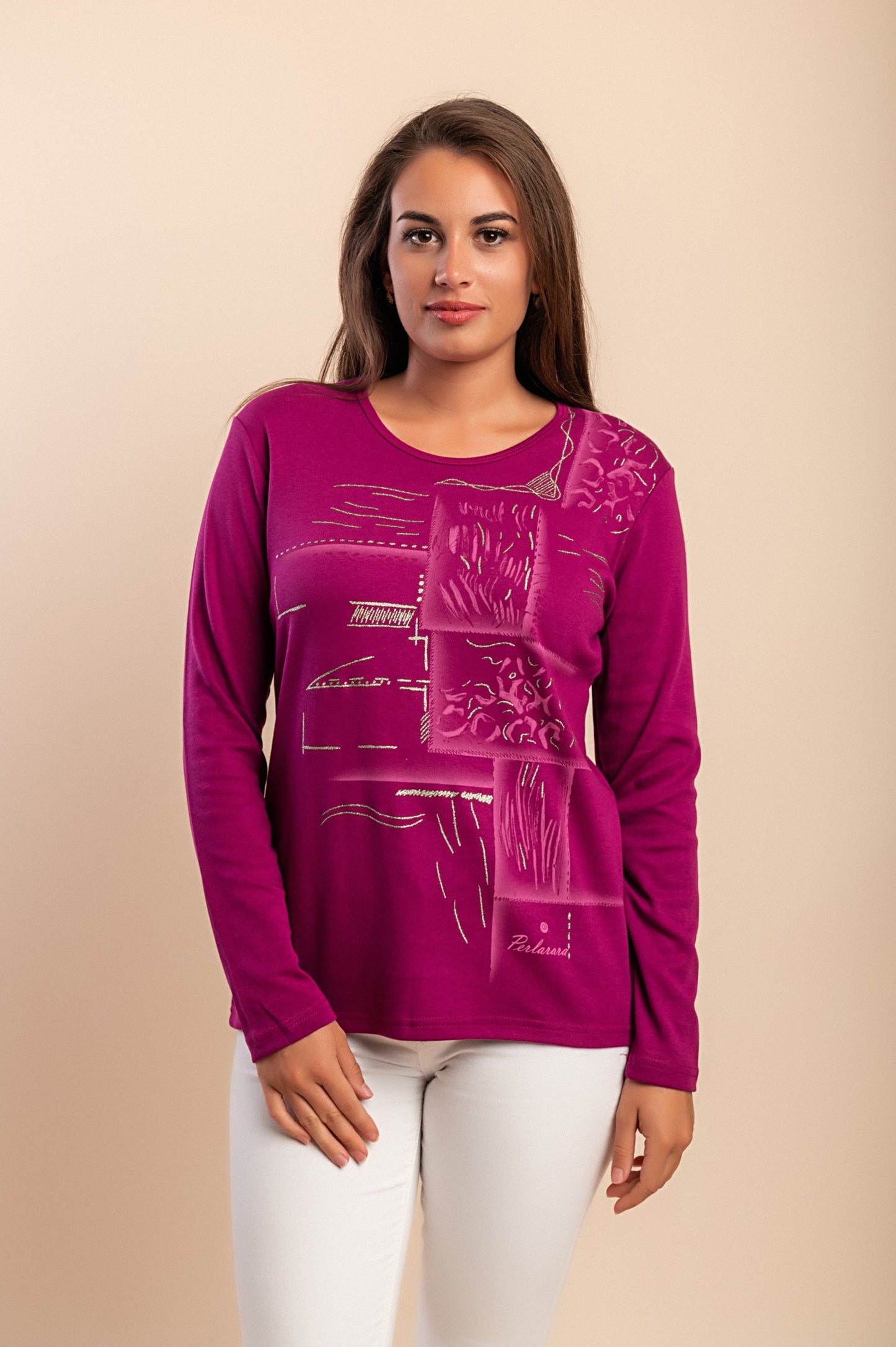 Maglia in cotone a maniche lunghe, viola