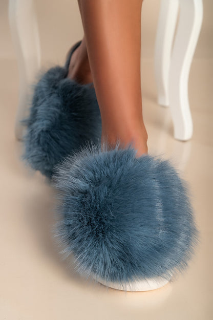 Pantofole con pelliccia artificiale, nere