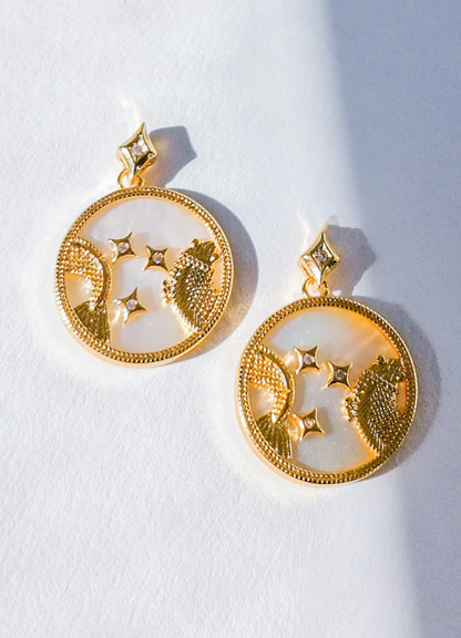Orecchini rotondi, PESCI, colore oro