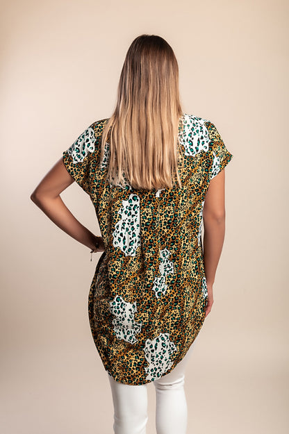 Top con stampa leopardata, nero