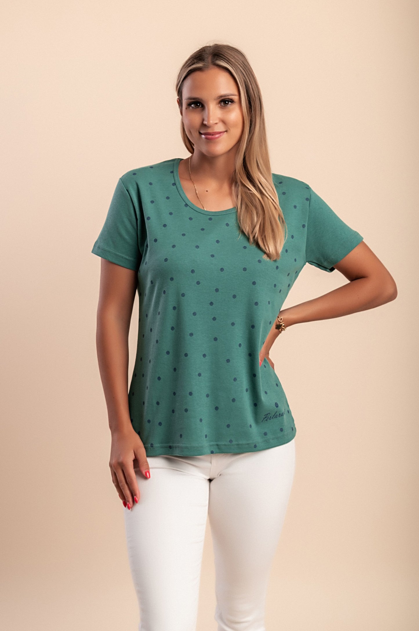 T-shirt in cotone con stampa, verde