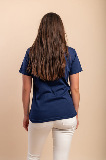 T-shirt in cotone con stampa, blu scuro
