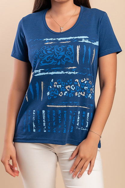 T-shirt in cotone con stampa, blu scuro