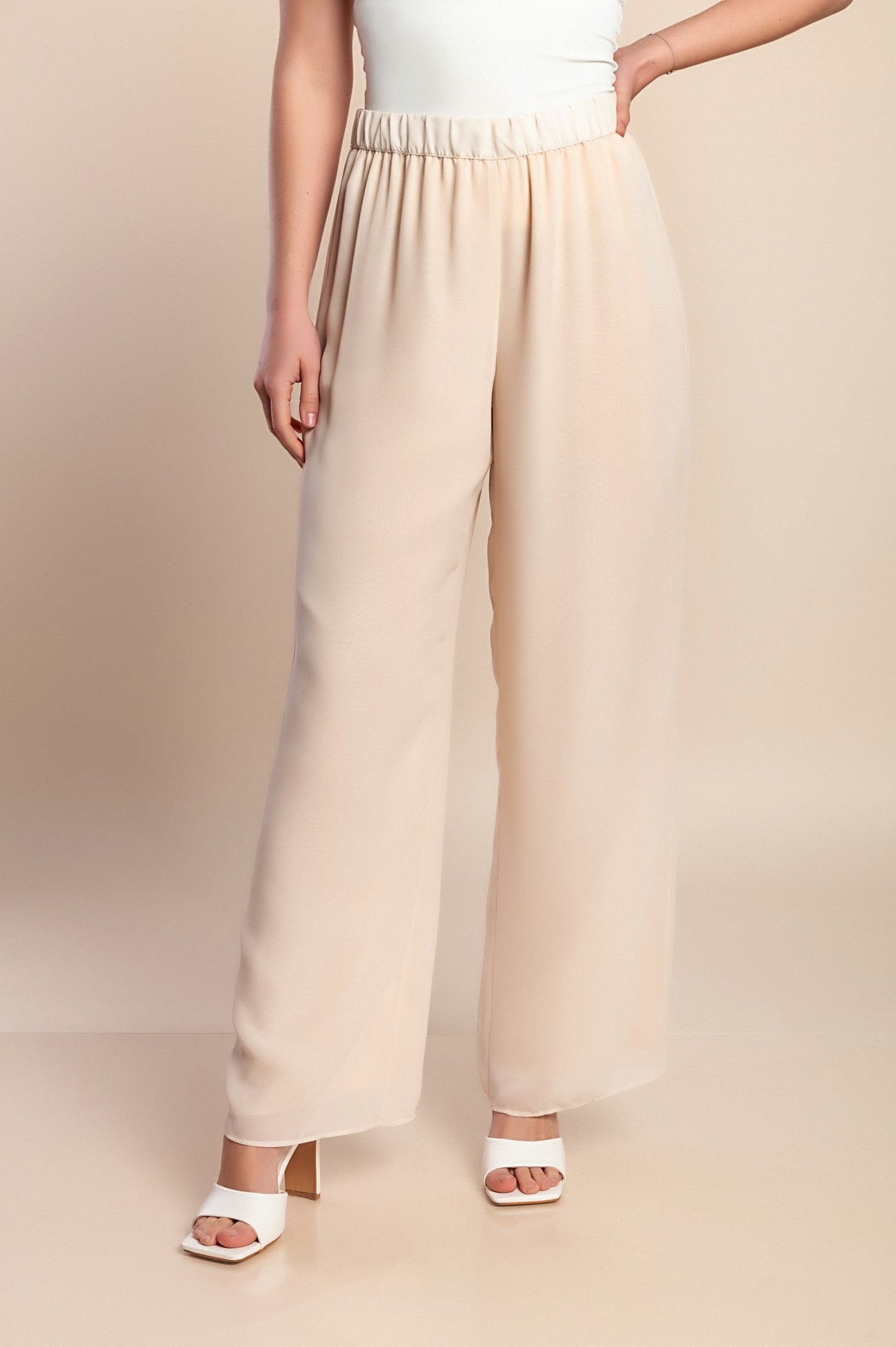 Pantaloni taglie forti, crema