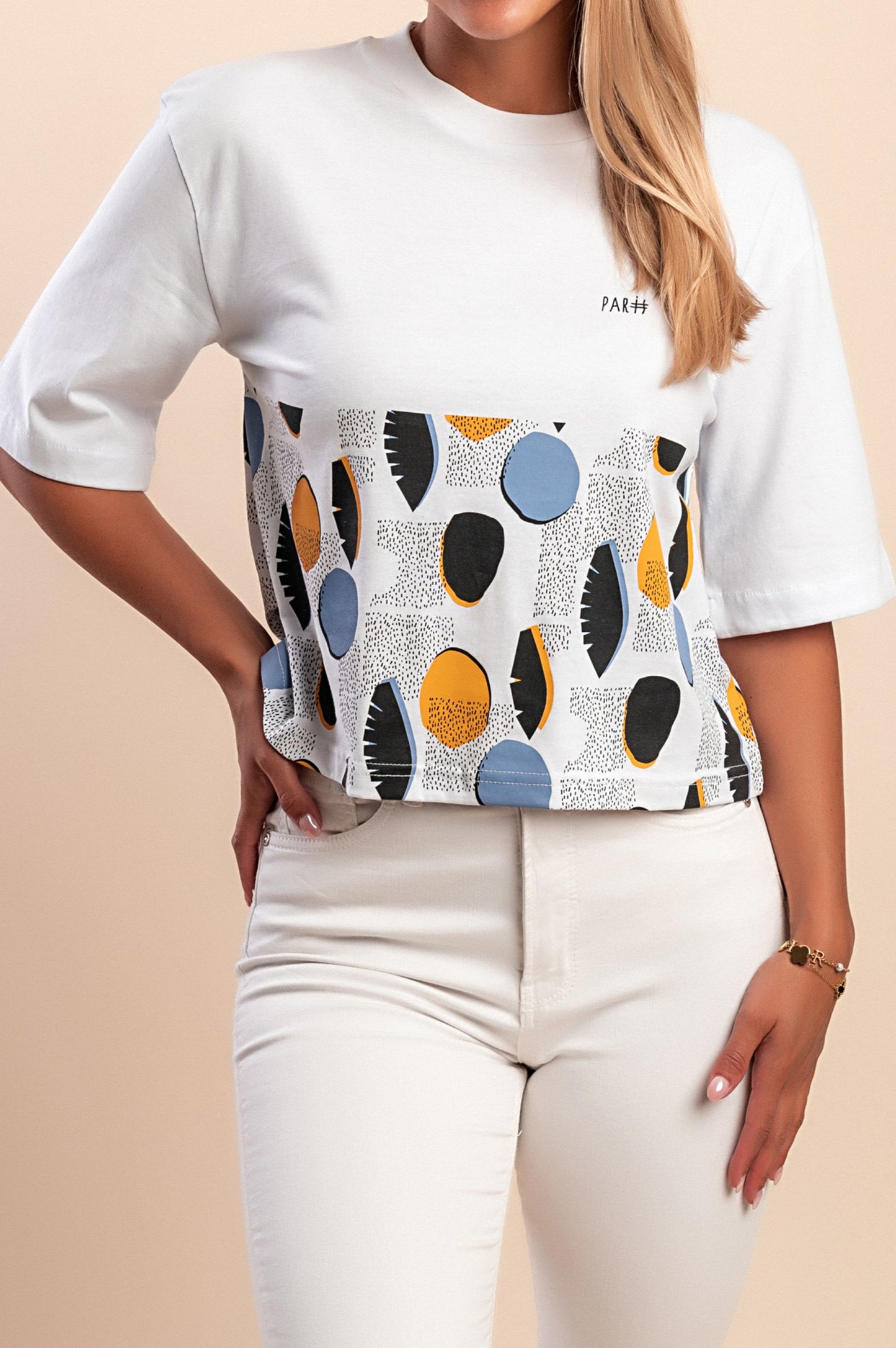 T-shirt in cotone con stampa, bianca