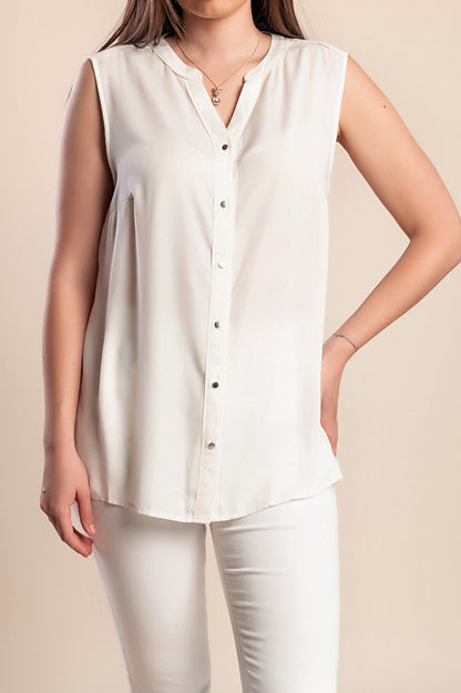 Camicetta taglie forti con bottoni, bianca