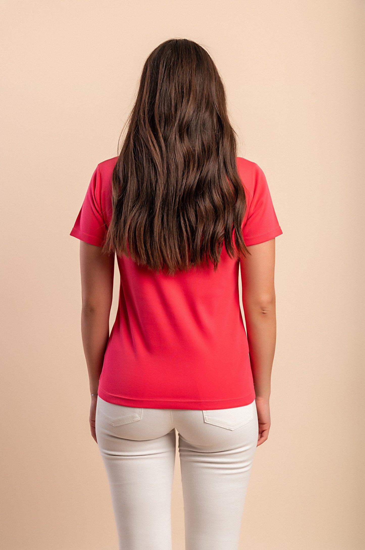 T-shirt in cotone con scollo rotondo, turchese