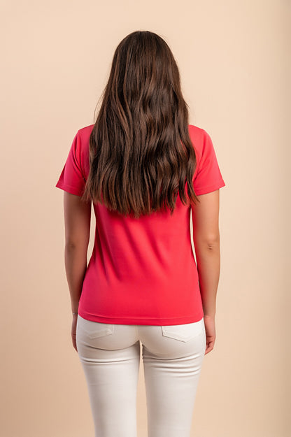 T-shirt in cotone con scollo rotondo, turchese